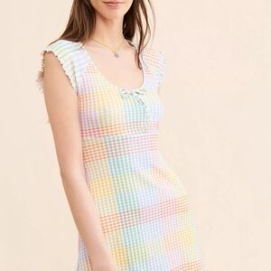 LoveShackFancy Pastel Gingham Mini Dress